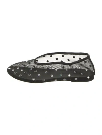Pre-owned Khaite Mesh Crystal Embellishments Ballet Flats In Black
