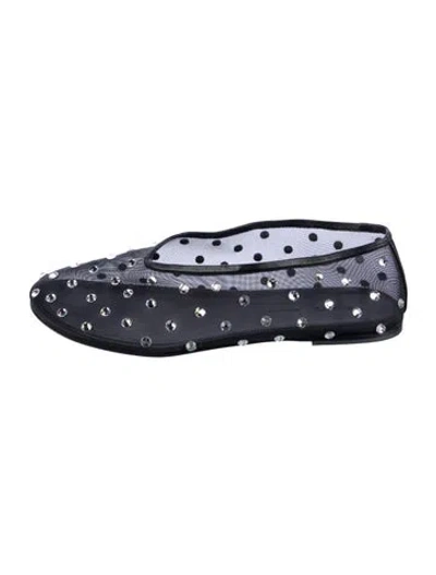 Pre-owned Khaite Mesh Crystal Embellishments Ballet Flats In Black