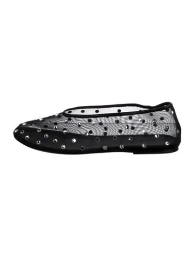 Pre-owned Khaite Mesh Crystal Embellishments Ballet Flats In Black
