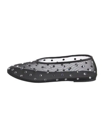 Pre-owned Khaite Mesh Crystal Embellishments Ballet Flats In Black