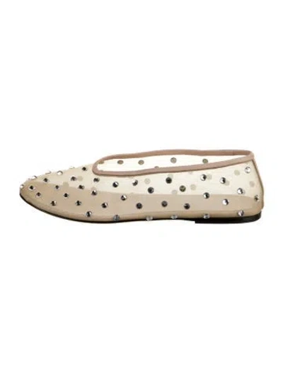 Pre-owned Khaite Mesh Crystal Embellishments Ballet Flats In Gold