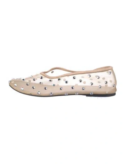 Pre-owned Khaite Mesh Crystal Embellishments Ballet Flats In Neutral