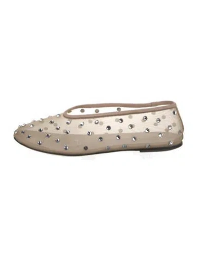 Pre-owned Khaite Mesh Crystal Embellishments Ballet Flats In Neutral