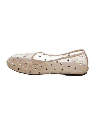 Pre-owned Khaite Mesh Crystal Embellishments Ballet Flats In Neutral