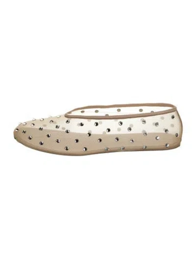 Pre-owned Khaite Mesh Crystal Embellishments Ballet Flats In Neutral