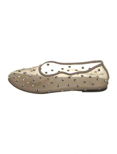 Pre-owned Khaite Mesh Crystal Embellishments Ballet Flats In Neutral
