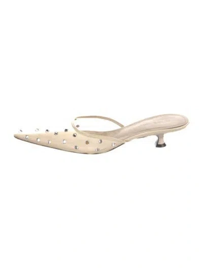 Pre-owned Khaite Mesh Crystal Embellishments Mules In Neutral