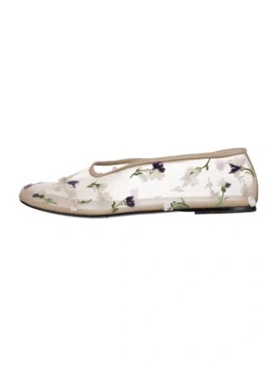 Pre-owned Khaite Mesh Floral Print Ballet Flats In Neutral