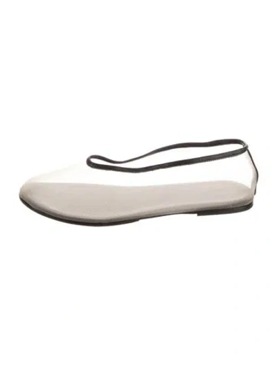Pre-owned Khaite Mesh Leather Trim Embellishment Ballet Flats In Black/neutrals