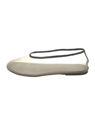 Pre-owned Khaite Mesh Leather Trim Embellishment Ballet Flats In Neutral