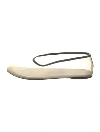 Pre-owned Khaite Mesh Leather Trim Embellishment Flats In Neutral