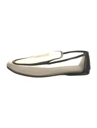 Pre-owned Khaite Mesh Leather Trim Embellishment Flats In Neutrals