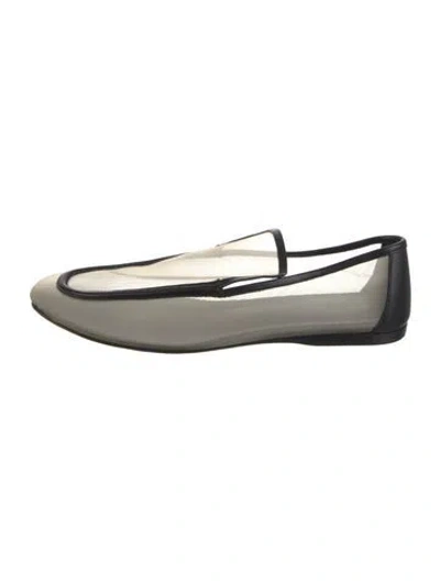 Pre-owned Khaite Mesh Leather Trim Embellishment Loafers In Black/neutrals