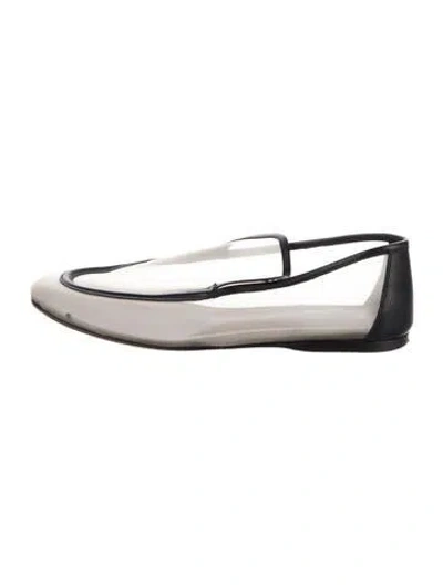 Pre-owned Khaite Mesh Leather Trim Embellishment Loafers In Black/neutrals