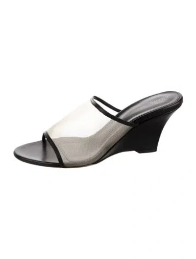Pre-owned Khaite Mesh Leather Trim Embellishment Slides