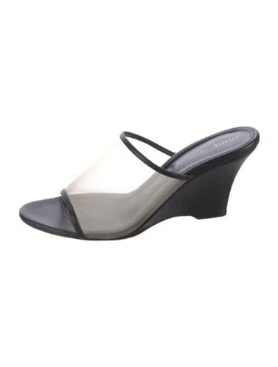 Pre-owned Khaite Mesh Leather Trim Embellishment Slides In Black