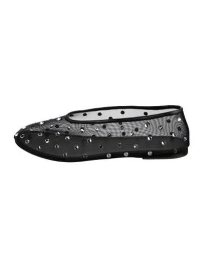 Pre-owned Khaite Mesh Polka Dot Print Ballet Flats In Black