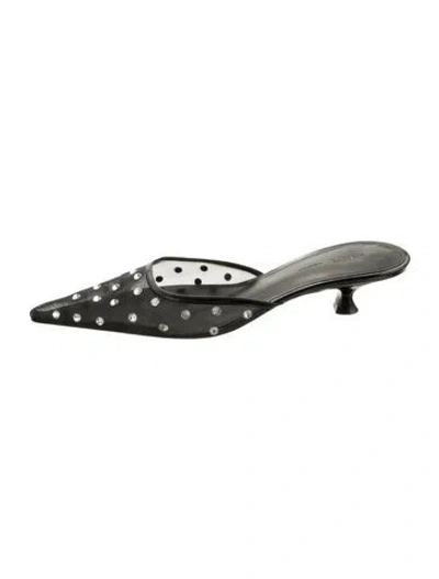 Pre-owned Khaite Mesh Polka Dot Print Mules In Black