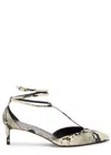 Khaite Mia Snake-effect Leather Kitten-heel Pumps In Beige
