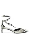 Khaite Python-print Ankle Strap Pumps With 4.5 Cm Heel In Silver