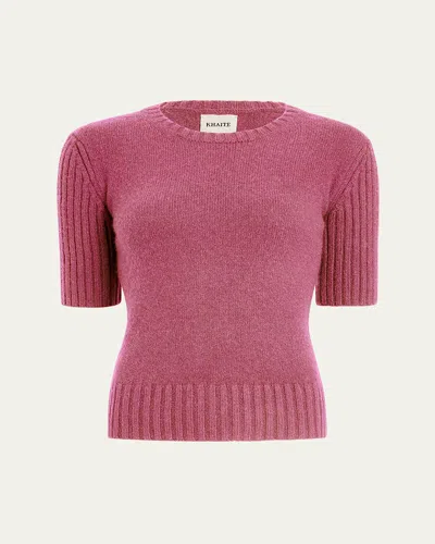 KHAITE MIA CASHMERE SHORT-SLEEVE SWEATER