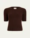 Khaite Mia Short Sleeve Cashmere Sweater In Brown