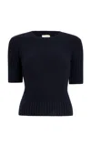 Khaite Mia Ribbed Cashmere Sweater In Navy