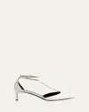 Khaite Mia Kitten Heel Pointed Toe T-strap Pump In Optic White