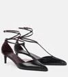 Khaite Pointed Toe Black Ankle Strap Sandals In Black