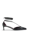 Khaite Pointed Toe Black Ankle Strap Sandals In Black