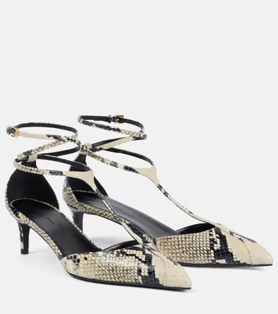 KHAITE MIA 45 SNAKE-EFFECT LEATHER PUMPS