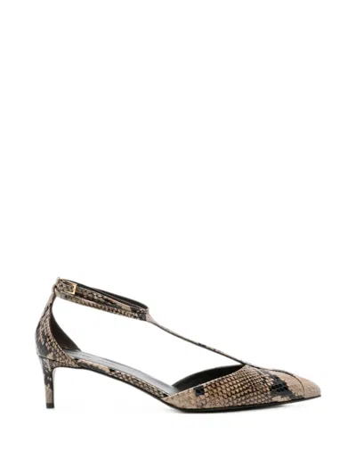 Khaite Mia Pointed Toe Ankle Strap Leather Pumps In Neutral