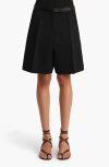 Khaite Micah Satin Trim Crepe Shorts In Black