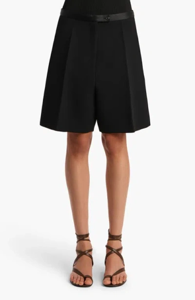 Khaite Micah Satin Trim Crepe Shorts