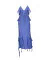 Khaite Pim Cascading-ruffles Sleeveless Maxi Dress In Blue