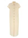 Khaite Effy Silk And Cotton-blend Organza Midi Shirt Dress In Neutral