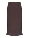Khaite Fine-ribbed Midi Skirt In Brown