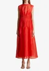 Khaite Woman Midi Dress Tomato Red Size 8 Silk In Red