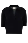 Khaite Midnight Blue Stretch Cashmere Polo Shirt