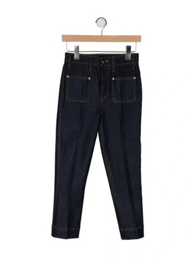 Pre-owned Khaite Mid-rise Straight Leg Jeans In Black