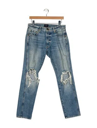 Pre-owned Khaite Mid-rise Straight Leg Jeans In Blue
