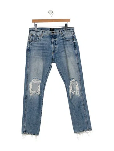 Pre-owned Khaite Mid-rise Straight Leg Jeans In Blue