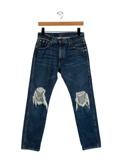 Pre-owned Khaite Mid-rise Straight Leg Jeans In Blue