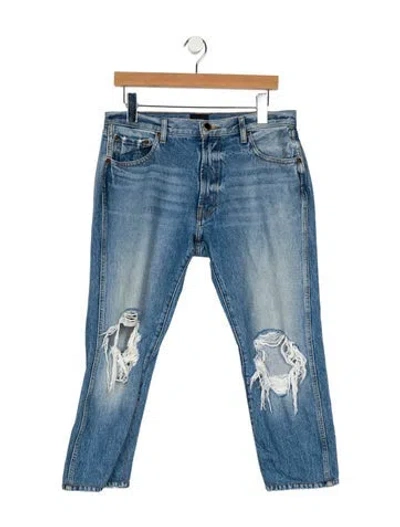 Pre-owned Khaite Mid-rise Straight Leg Jeans In Blue