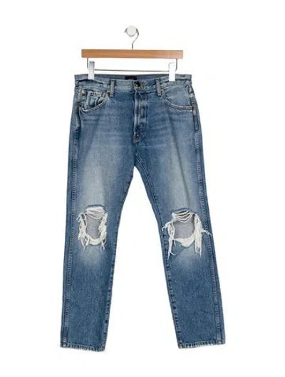 Pre-owned Khaite Mid-rise Straight Leg Jeans In Blue
