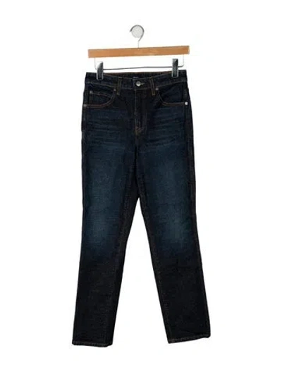 Pre-owned Khaite Mid-rise Straight Leg Jeans In Blue