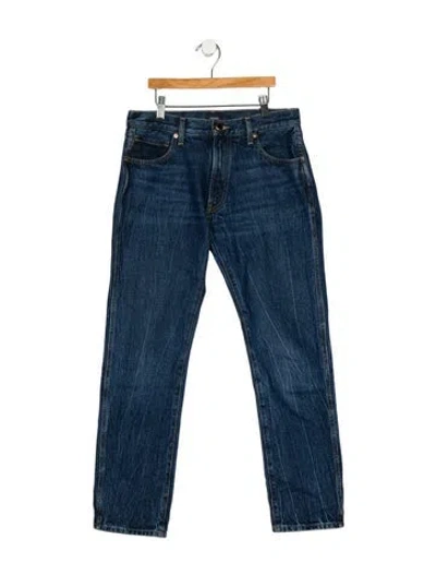 Pre-owned Khaite Mid-rise Straight Leg Jeans In Blue