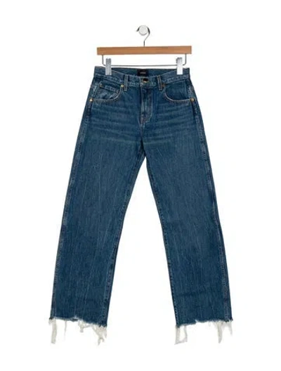 Pre-owned Khaite Mid-rise Straight Leg Jeans In Blue