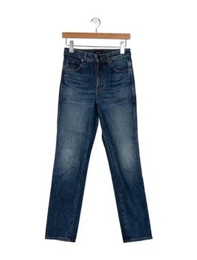 Pre-owned Khaite Mid-rise Straight Leg Jeans In Blue