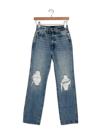 Pre-owned Khaite Mid-rise Straight Leg Jeans In Blue